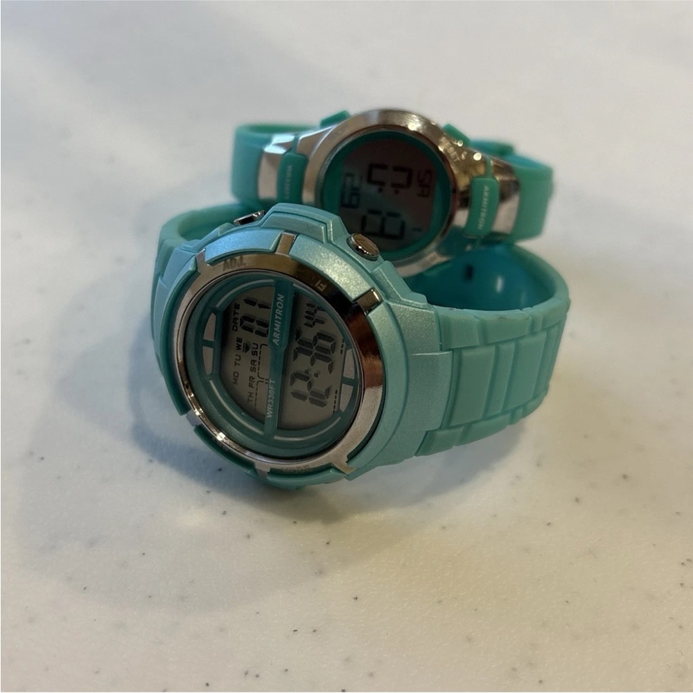 ARMITRON Pro Sport 1085 45/7045 Light Blue Digital Watch And MS055 Watch Pair